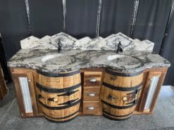 74" Rustic Whiskey Barrel Vanity with Concrete CounterTop