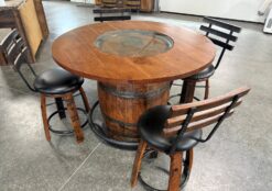 Whiskey Barrel Table Set with Buffalo Trace Imprint