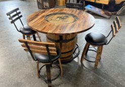 Whiskey Barrel Table Set with Buffalo Trace Imprint