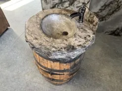 Whiskey Barrel Vanity with Concrete Top