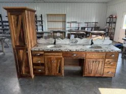 Make up Vanity and Linen Closet, with Concrete Countertop