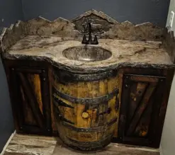 Whiskey Barrel Vanity with Concrete Countertop