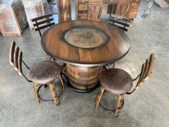 Whiskey Barrel Table Set with Buffalo Trace Print