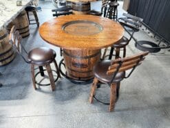Rustic Whiskey Barrel Table Set