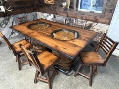 Whiskey Barrel Table and Chair Set