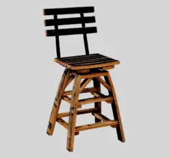 Rustic Bar Stool, Swivel, with Barrel Staves