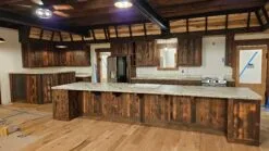 Barnwood Kitchen Cabinets and Concrete Countertops.