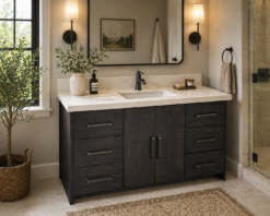 Rustic Modern Vanity | Amish Made | Concrete Countertop | Maple wood