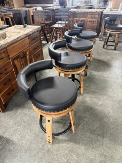 Whiskey Barrel Bar Stool with Round Back
