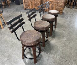 Whiskey Barrel Bar Stool with Back | Amish made