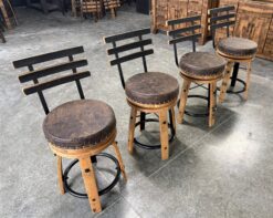 Whiskey Barrel Bar Stool with Back | Amish Made